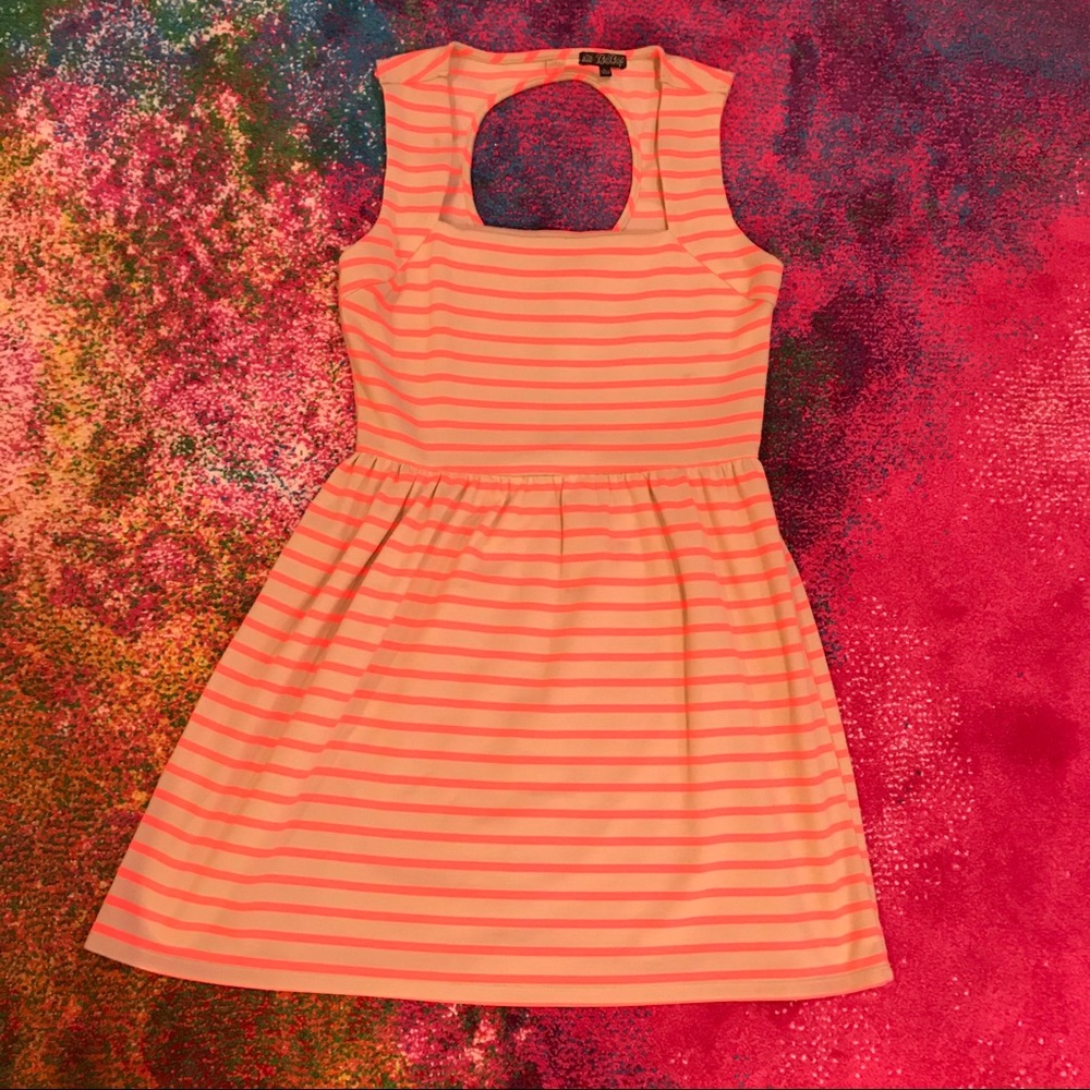 Striped dress (coral and nude color)